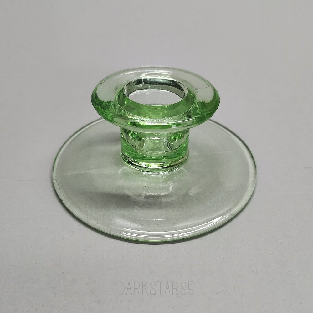 Vintage Green Uranium Glass Single Candle Holder - Picture 2 of 8